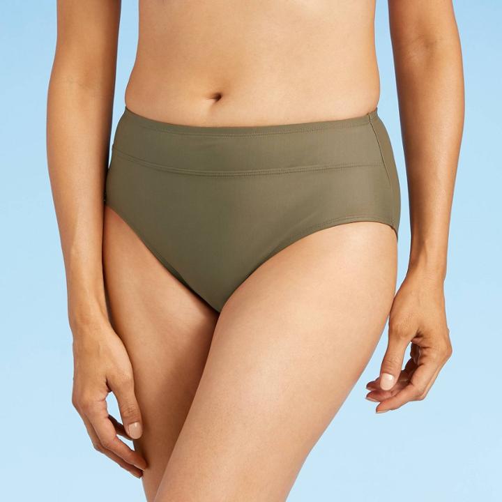 Women's High Waist Bikini Bottom - All In Motion Olive Green