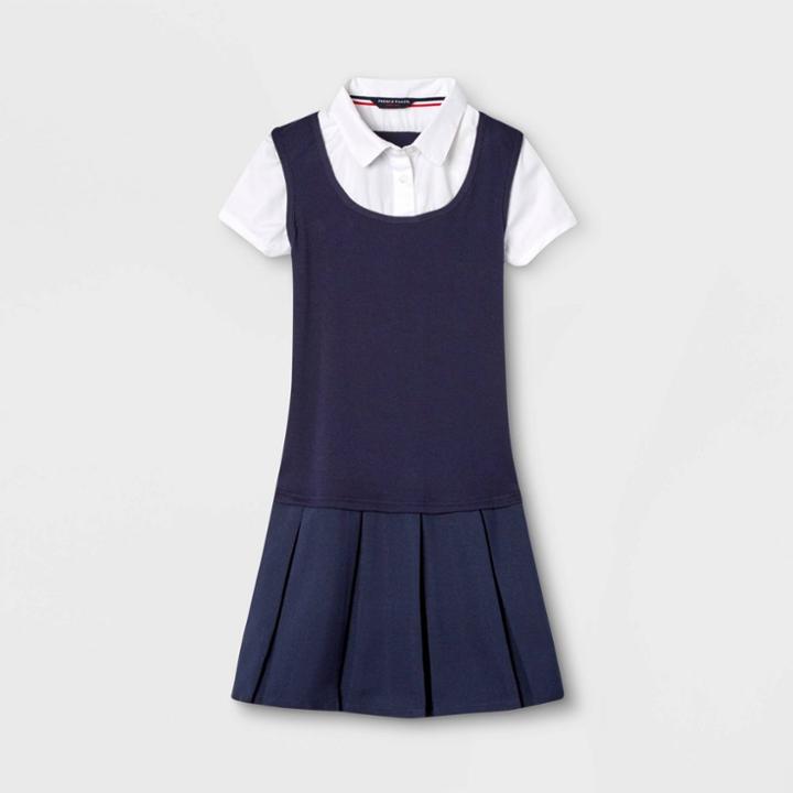 French Toast Girls' Uniform Pleated Dress - Navy