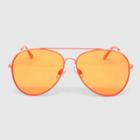 Women's Aviator Metal Silhouette Sunglasses - Wild Fable Orange, Grey/orange