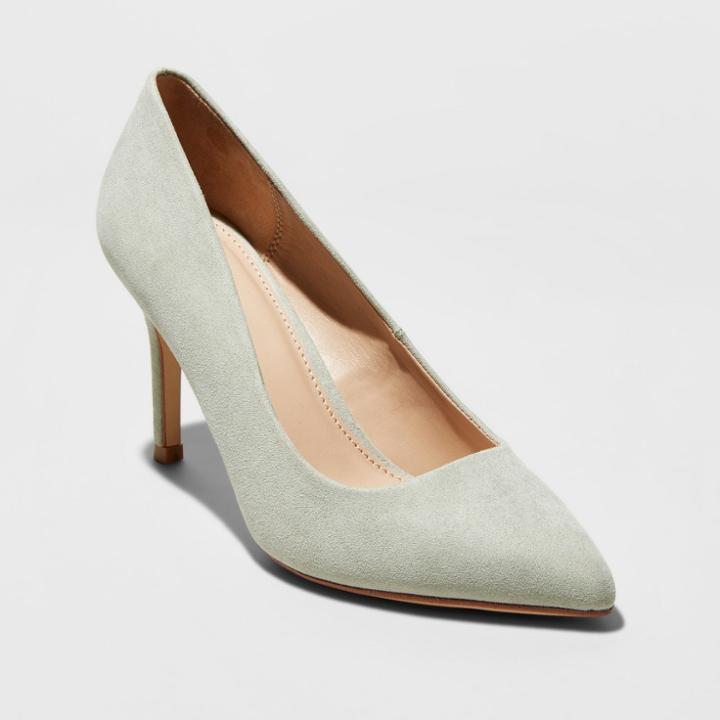 Target Women's Gemma Wide Width Pointed Toe Heeled Pumps - A New Day Mint Green 10w,