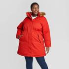 Women's Plus Size Cold Weather Parka Jacket - Ava & Viv Red X