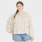 Women's Plus Size Balloon Long Sleeve Poet Top - Universal Thread Cream Floral 2x, Ivory Floral