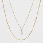 14k Gold Plated Crystal Initial 'o' Pendant Chain Necklace - A New Day Gold