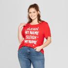 Women's Plus Size Short Sleeve Sleigh My Name Graphic T-shirt - Modern Lux (juniors') Red