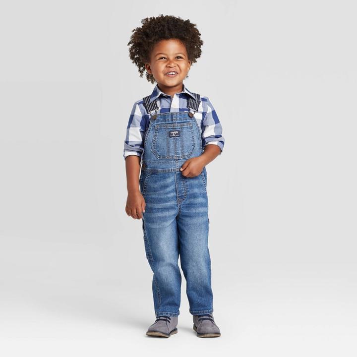 Oshkosh B'gosh Toddler Boys' Denim Overall - Dark Blue 12m, Toddler Boy's