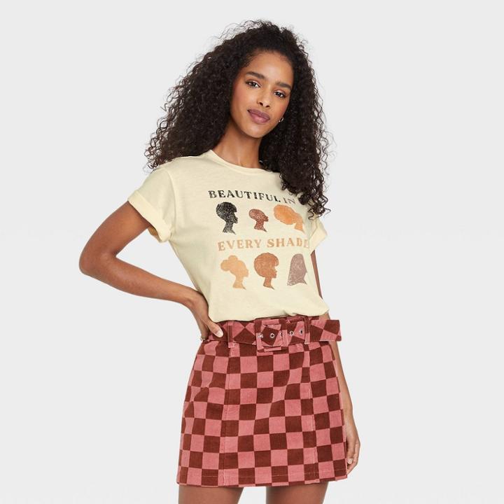 Doe. Women's Beautiful In Every Shade Short Sleeve Graphic T-shirt - Cream