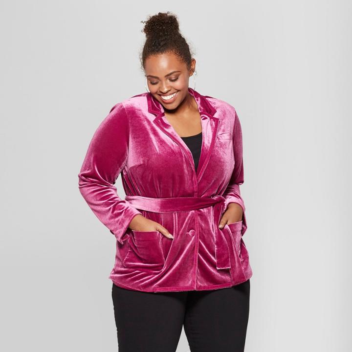 Women's Plus Size Velour Jacket - Ava & Viv Berry X, Purple