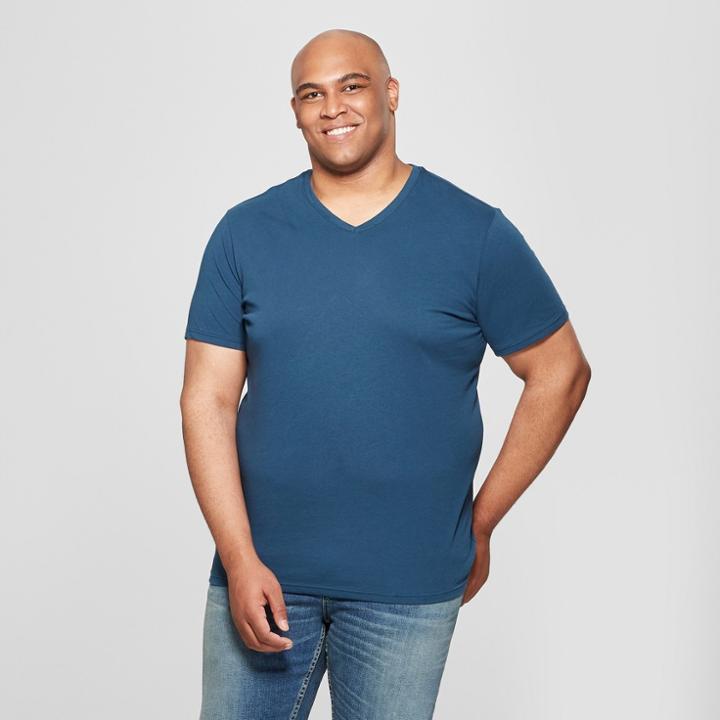 Men's Big & Tall V-neck Short Sleeve T-shirt - Goodfellow & Co Thunderbolt Blue