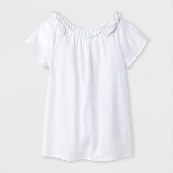 Girls' Cap Sleeve Knit Tie Top - Cat & Jack White