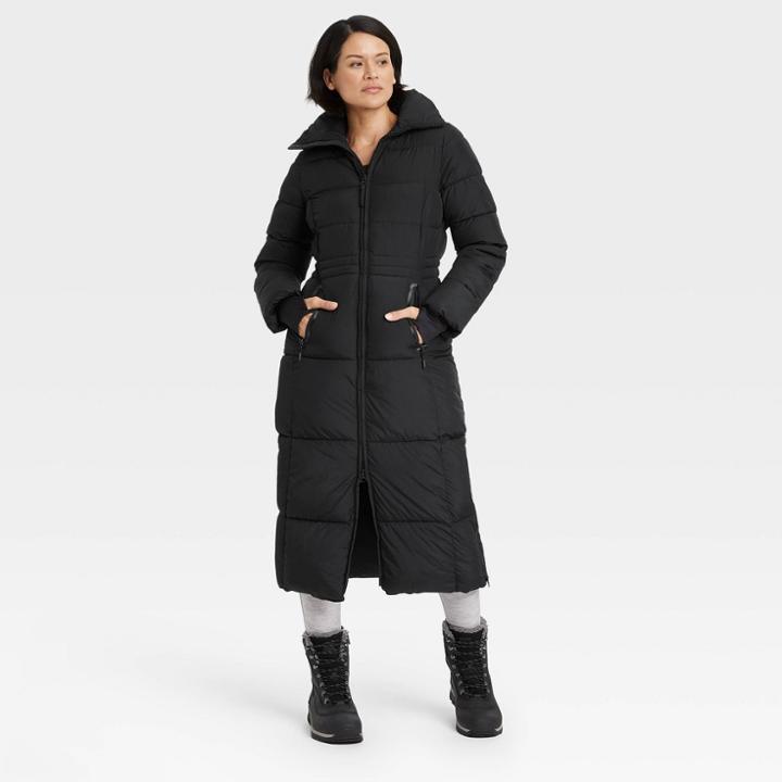 Women's Long Puffer Jacket - All In Motion Black