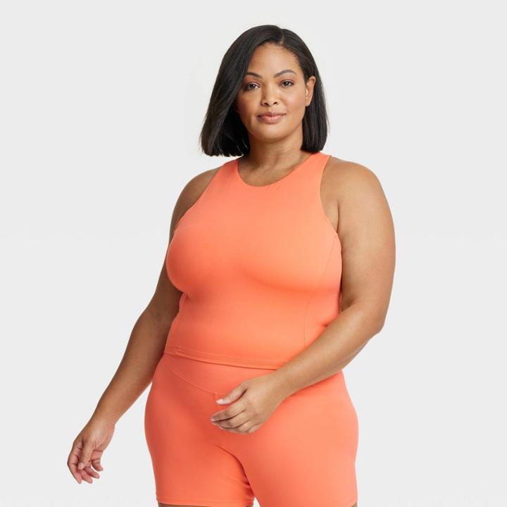 Women's Cropped Shelf Tank Bra - All In Motion Coral Pink