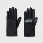 Isotoner Women's Embossed Knit With Piping & Smart Touch Unlined Gloves - Black