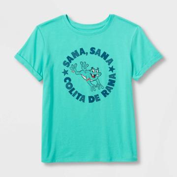 No Brand Pluslatino Heritage Month Kids' Gender Inclusive Sana Sana Short Sleeve Round Neck T-shirt - Green Animal Icon