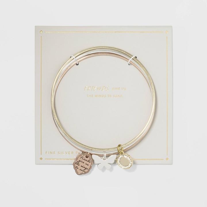 Target Silver Plated Tri Tone Friend Bangle Set -