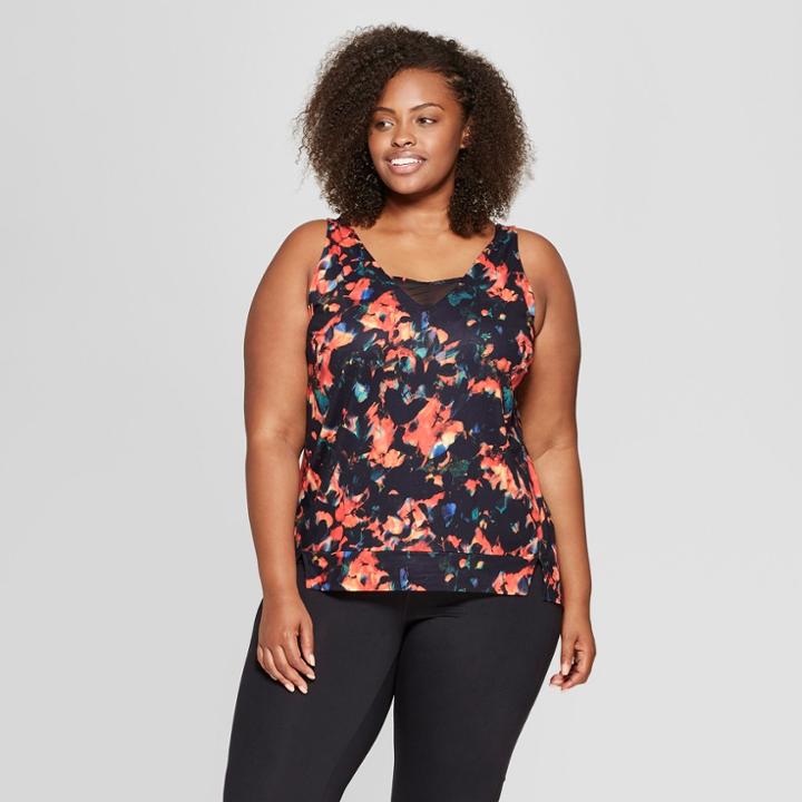 Women's Plus Size Floral Print Tank Top - Joylab Black 4x,