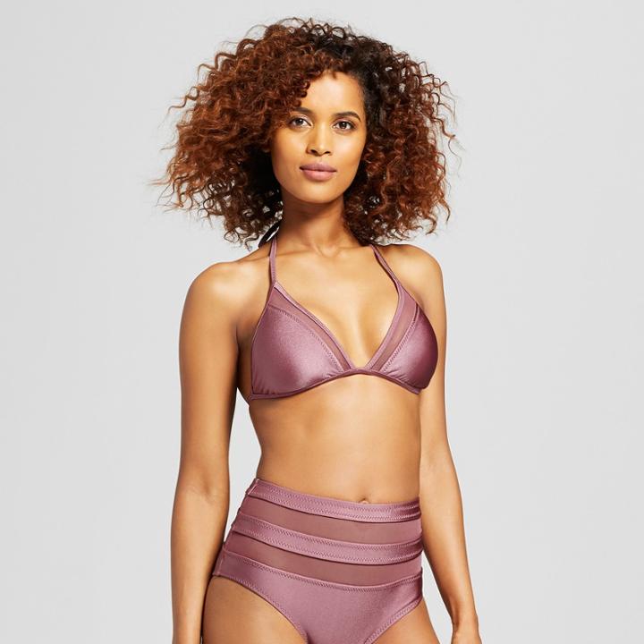 Women's Mesh Inset Triangle Bikini Top - Mossimo Rose (pink)