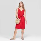 Women's Sleeveless V-neck Button Front Dress - Universal Thread Red