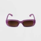 Women's Narrow Plastic Rectangle Sunglasses - A New Day Purple