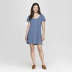 Women's Striped Short Sleeve T-shirt Dress - Universal Thread Navy