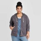 Women's Plus Size V-neck Zip-up Hoodie Sweatshirt - Universal Thread Steel 1x, Women's, Size: