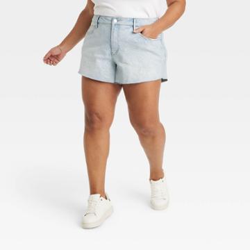 Women's High-rise Denim Shorts - Ava & Viv Blue