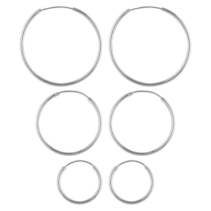 Distributed By Target Women's Hoop Earrings Sterling Silver Set Of 3 Small, Medium And