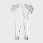 Goumikids Goumi Baby Classic Striped Organic Cotton Footed Pajama With Mittens - White/black