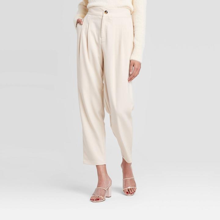 Women's Mid-rise Straight Leg Pleat Front Trouser - Who What Wear Yellow