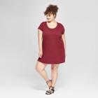 Women's Plus Size T-shirt Dress - Universal Thread Burgundy (red)