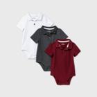 Baby Boys' 3pk Short Sleeve Polo Bodysuit - Cat & Jack White/maroon/charcoal