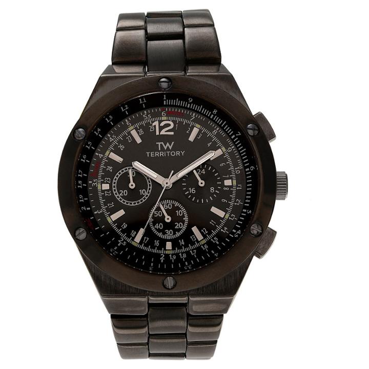Men's Territory Round Face Multi-function Metal Link Watch - Gunmetal