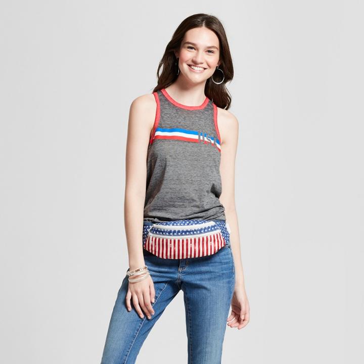 Women's Usa Graphic Tank Top - Modern Lux (juniors') Heather Gray
