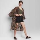 Women's Floral Print Duster - Wild Fable Black