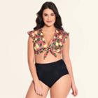 Target Women's Slimming Control Tie Front Bikini Top - Beach Betty By Miracle Brands Coral Pear Print
