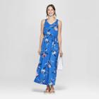 Women's Floral Print Sleeveless Maxi Dress - A New Day Blue