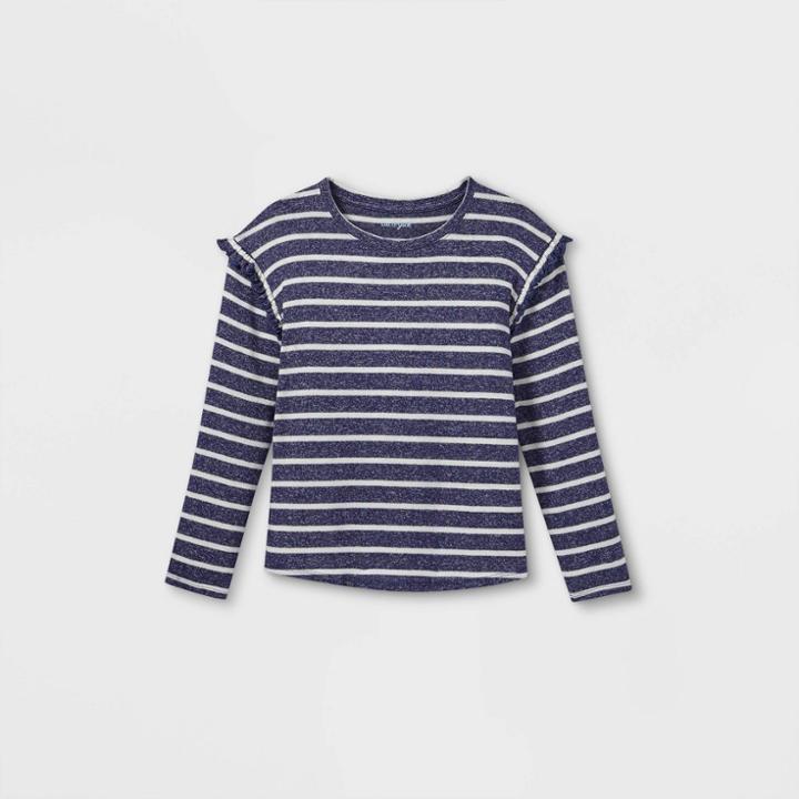 Girls' Printed Cozy Long Sleeve Pullover - Cat & Jack Navy/cream