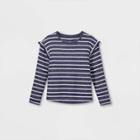 Girls' Printed Cozy Long Sleeve Pullover - Cat & Jack Navy/cream
