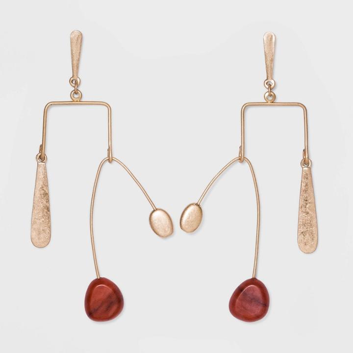 Semi-precious Orange Jasper Geometric Irregular Drop Earrings - Universal Thread Orange