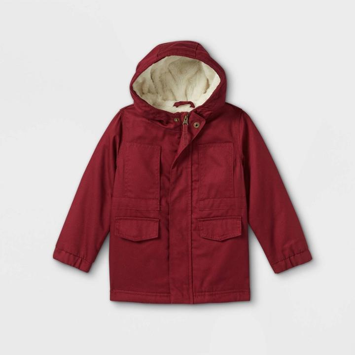 Toddler Cozy Lined Twill Jacket - Cat & Jack Burgundy