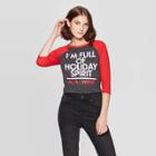 Petitewomen's Holiday Spirit Raglan Short Sleeve T-shirt - Modern Lux (juniors') - Heather Gray