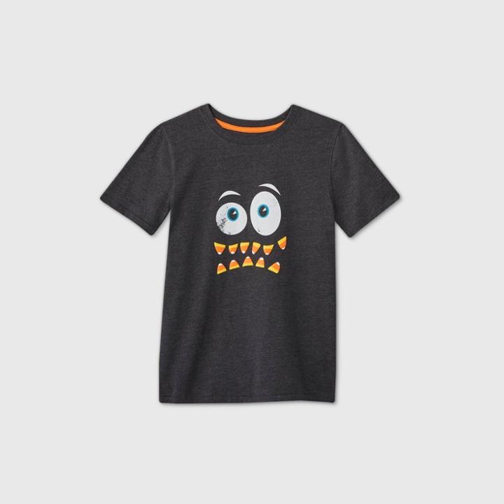 Boys' Halloween Short Sleeve 'candy Corn Face' Graphic T-shirt - Cat & Jack Black