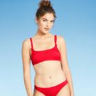 Juniors' Ribbed Knotted Strap Bralette Bikini Top - Xhilaration Cherry Red