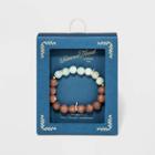Semi-precious Stone Amazonite And Dyed Lava Beaded In Worn Gold Aromatherapy Stretch Bracelet Set - Universal Thread Brown, Women's,