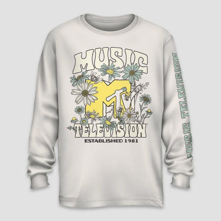Men's Mtv Long Sleeve Graphic Shirt - Cream