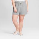 Women's Plus Size French Terry Shorts - A New Day Heather Gray