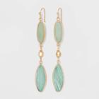 Semi-precious Stone Aventurine And Malachite And Glass Seed Beaded Drop Earrings - A New Day Green, Women's