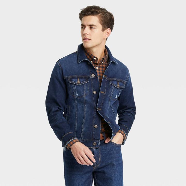 Men's Monticello Wash Denim Trucker Jacket - Goodfellow & Co Blue