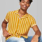 Petitemen's Striped Short Sleeve Button-down Shirt - Original Use Zesty Gold 2xl,