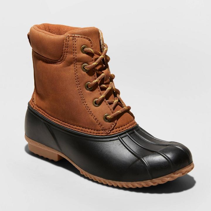 Women's Amaya Faux Leather Duck Fashion Boots - Universal Thread Tan