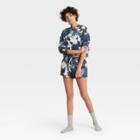Women's Tie-dye Fold-over Fleece Lounge Shorts - Colsie Blue
